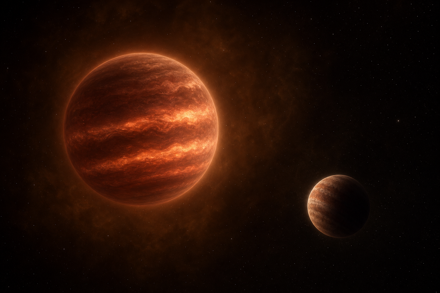 A brown dwarf with a substantial proposed companion, illustrating the system’s unusual scale.