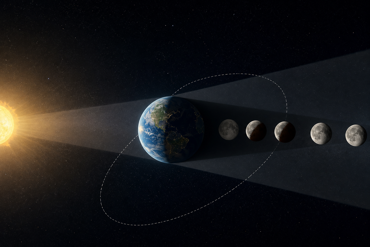 Earth’s shadow geometry during a partial lunar eclipse