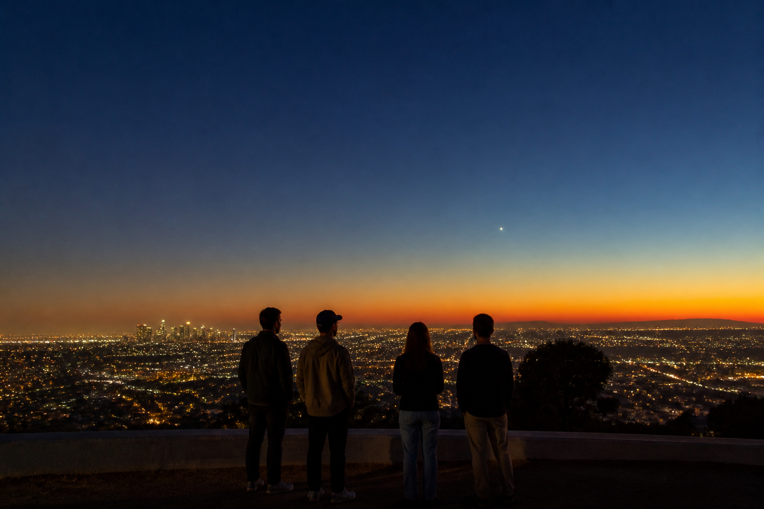 Venus shines above the western Los Angeles horizon after sunset