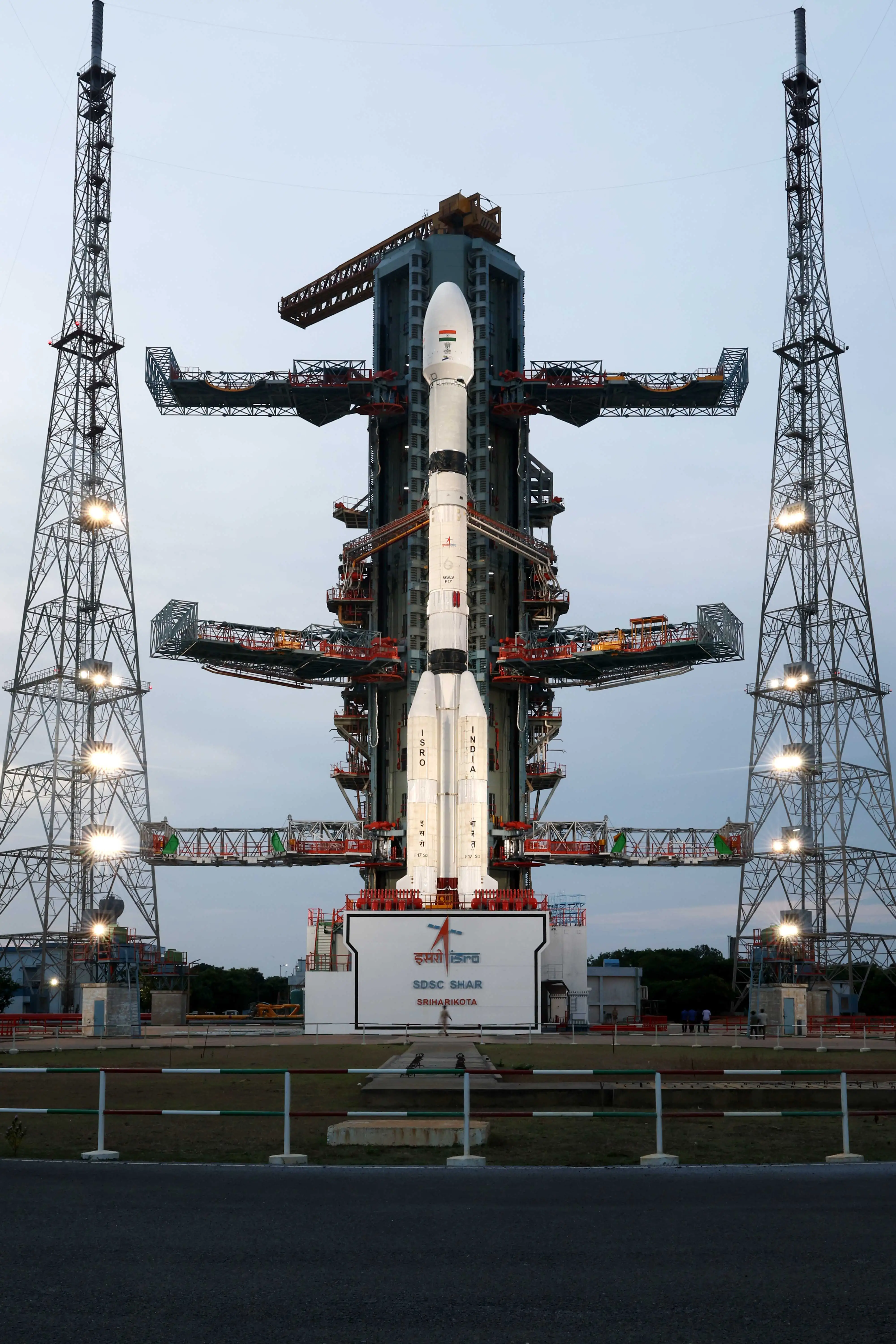 GSLV-F17 stands ready at the Second Launch Pad before the EOS-05 mission.