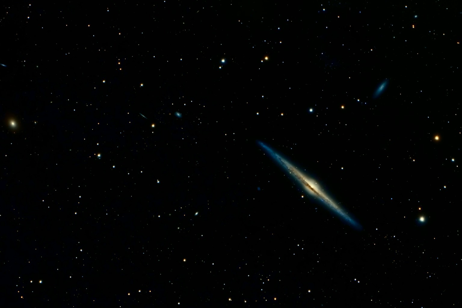 A wide space view suggesting the long orbital path of a remote solar-system object