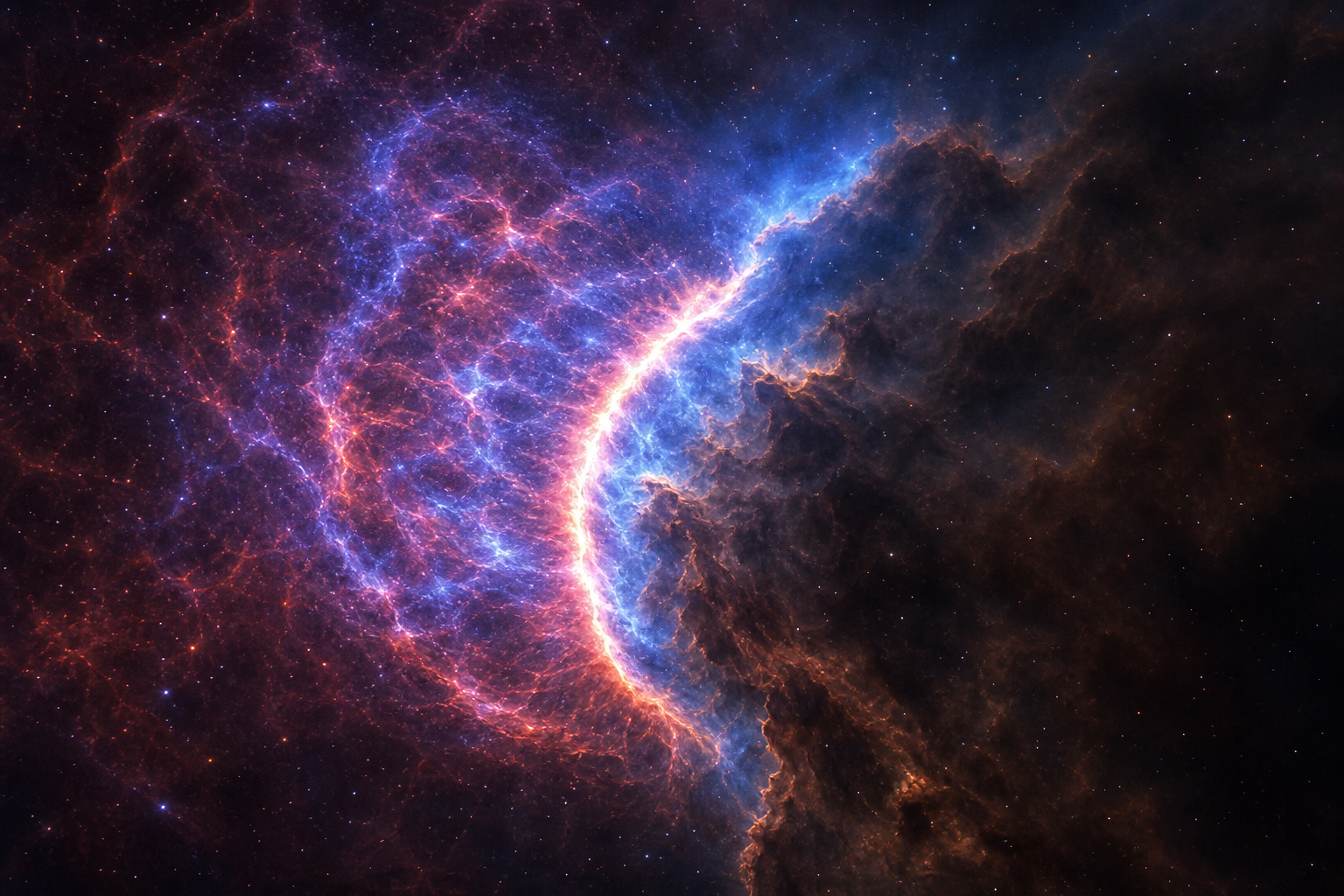 Supernova shock wave meeting a molecular cloud