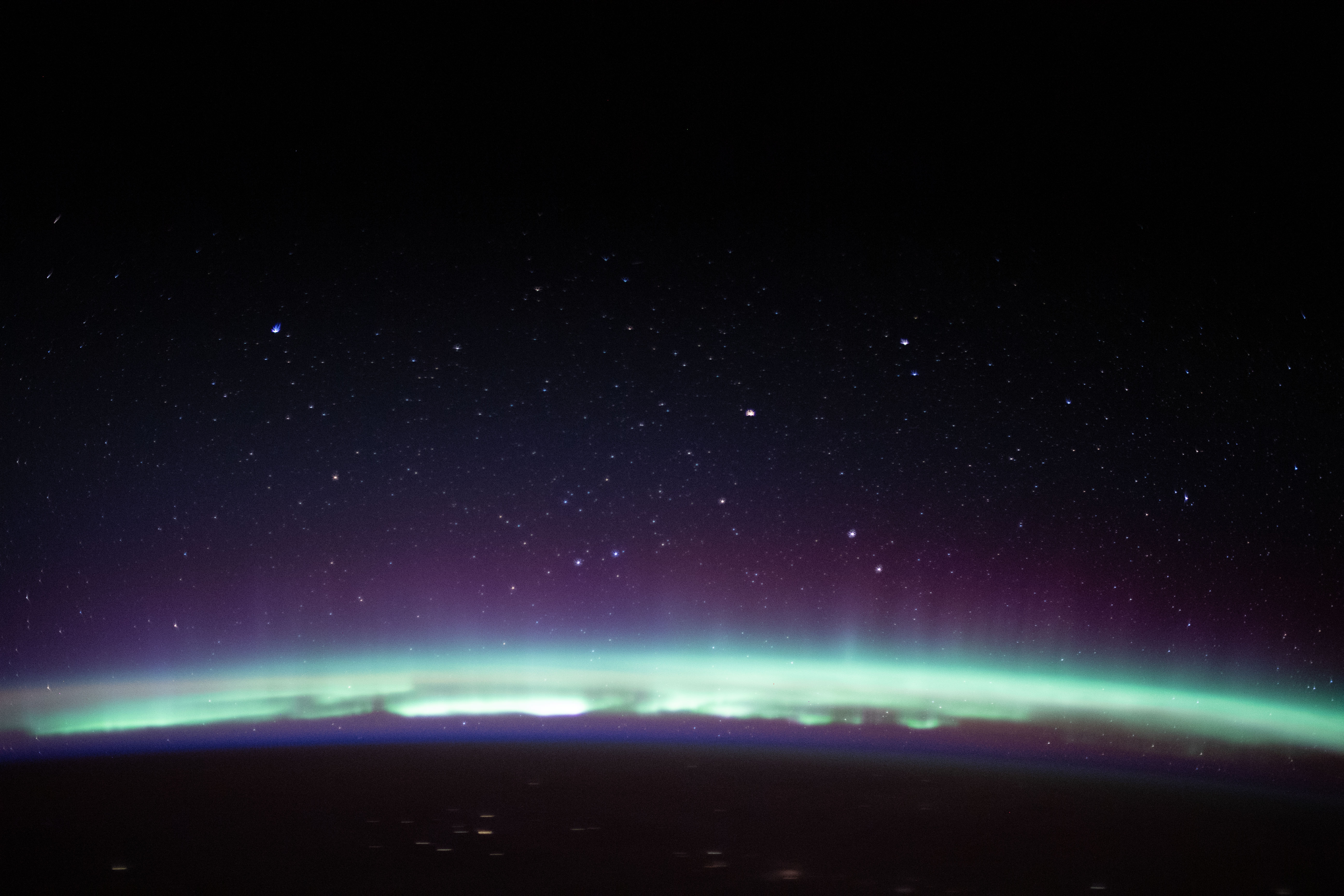 Aurora over Earth from orbit