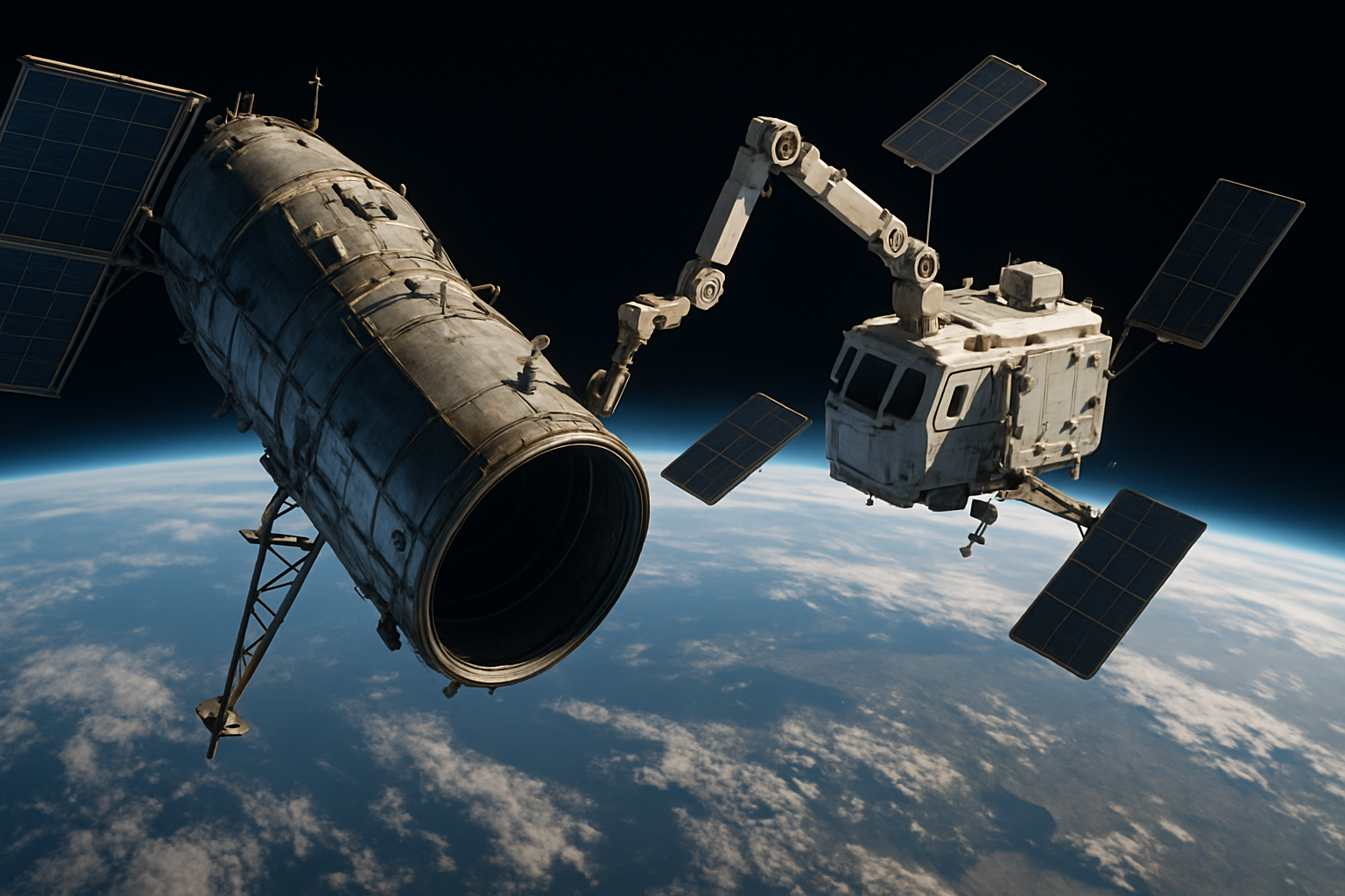 LINK servicing spacecraft approaching Swift in orbit