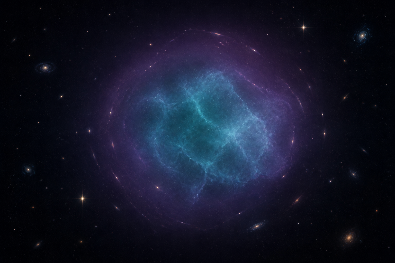 Conceptual illustration of Cloud-9 as a faint diffuse hydrogen cloud in deep space; it does not portray a direct image of dark matter.