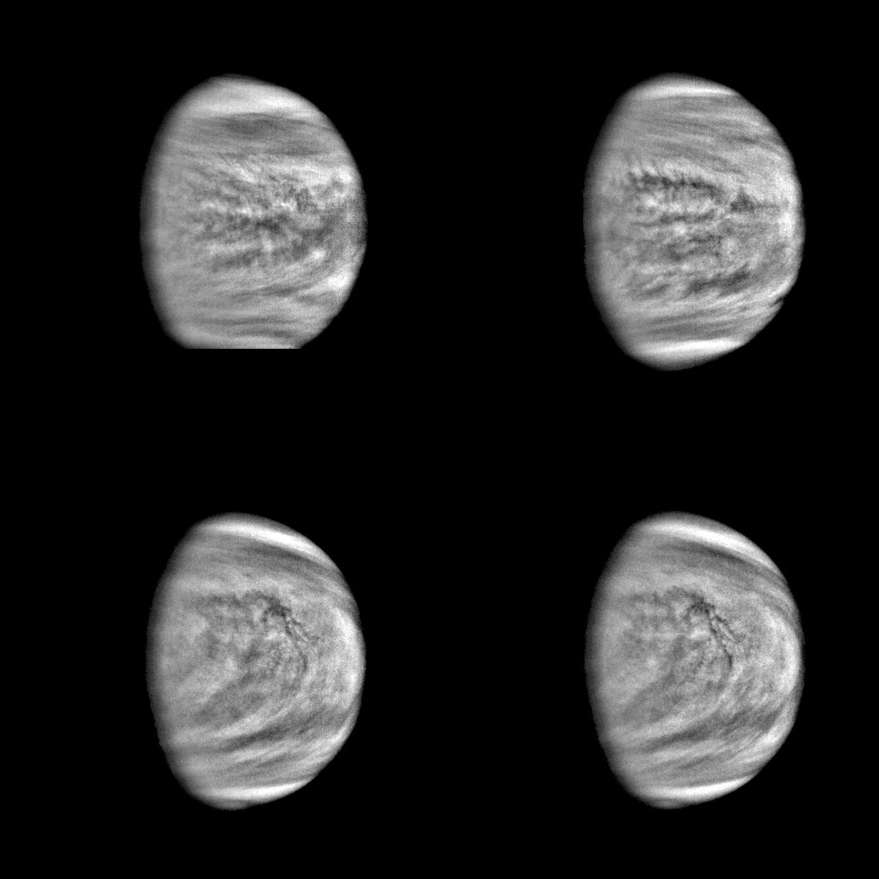 False-color views of Venus showing its high cloud structure