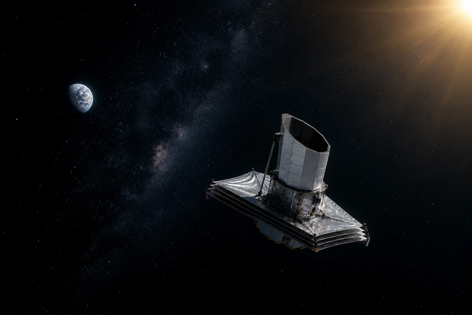 Roman-style telescope travels from Earth toward its distant observing orbit