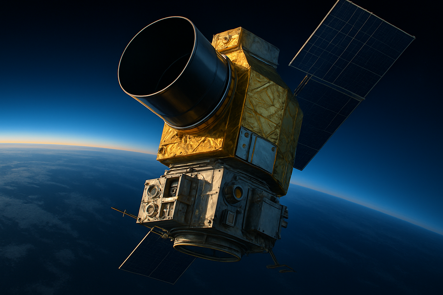 Swift observatory in low Earth orbit above Earth