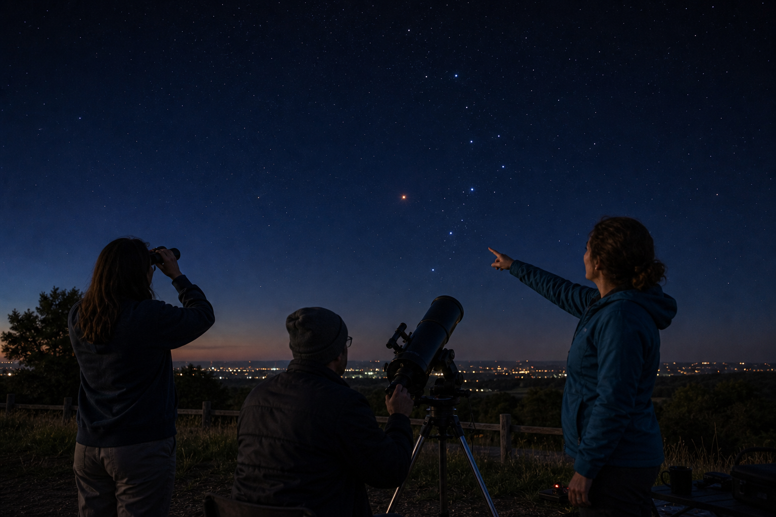 A small telescope pointed low into the southern sky near Antares