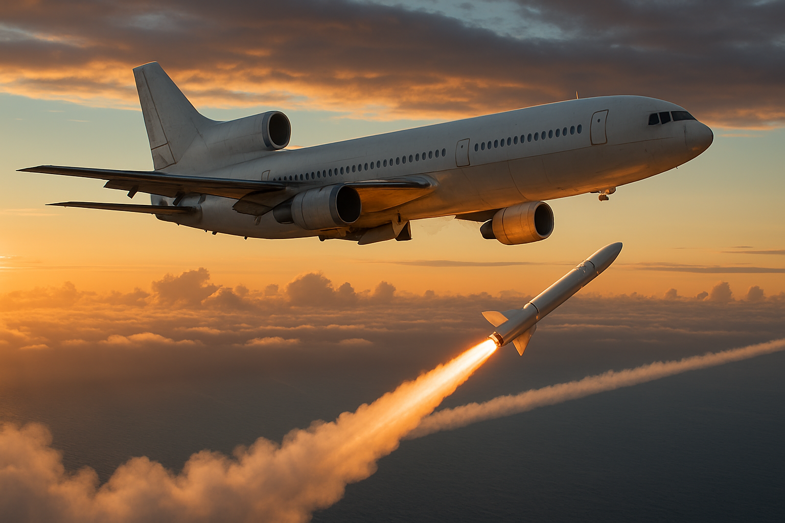 Stargazer aircraft releasing Pegasus XL above the Pacific