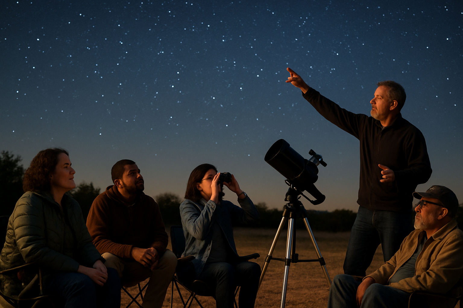 Community astronomy group at a dark-sky observing field